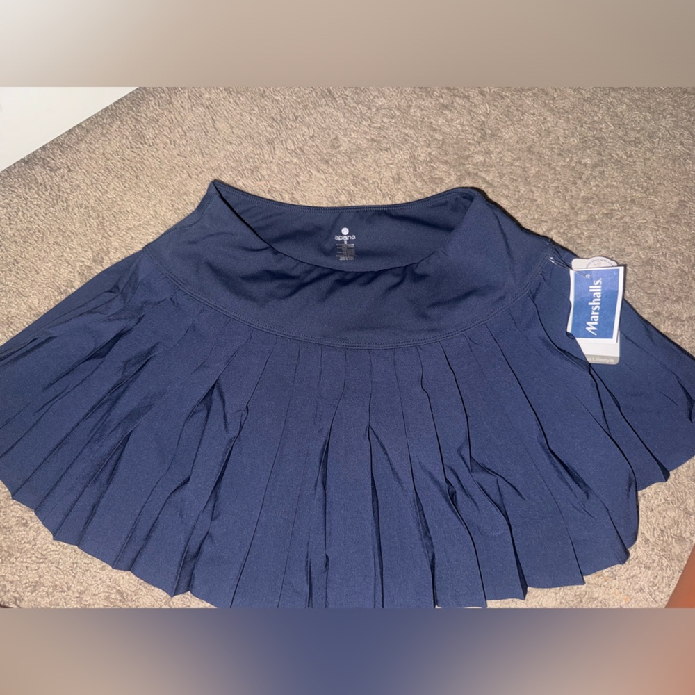 Marshalls Blue Mini Skater Skirt with Pleats
